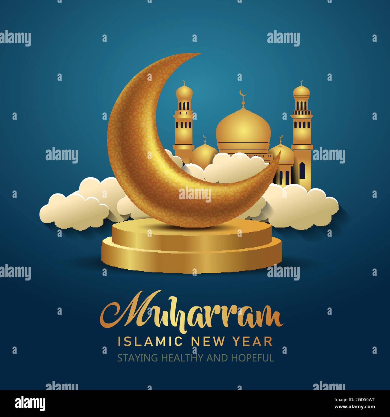 auguri islamici di nuovo anno. disegno di illustrazione vettoriale Illustrazione Vettoriale