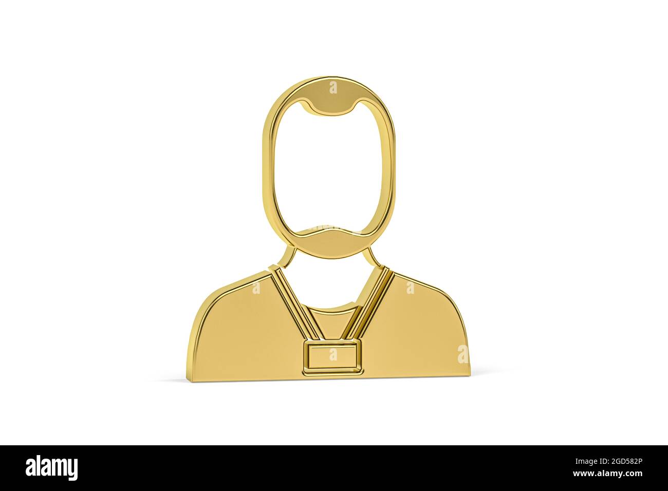 Icona Golden 3d personal trainer isolata su sfondo bianco - rendering 3d Foto Stock