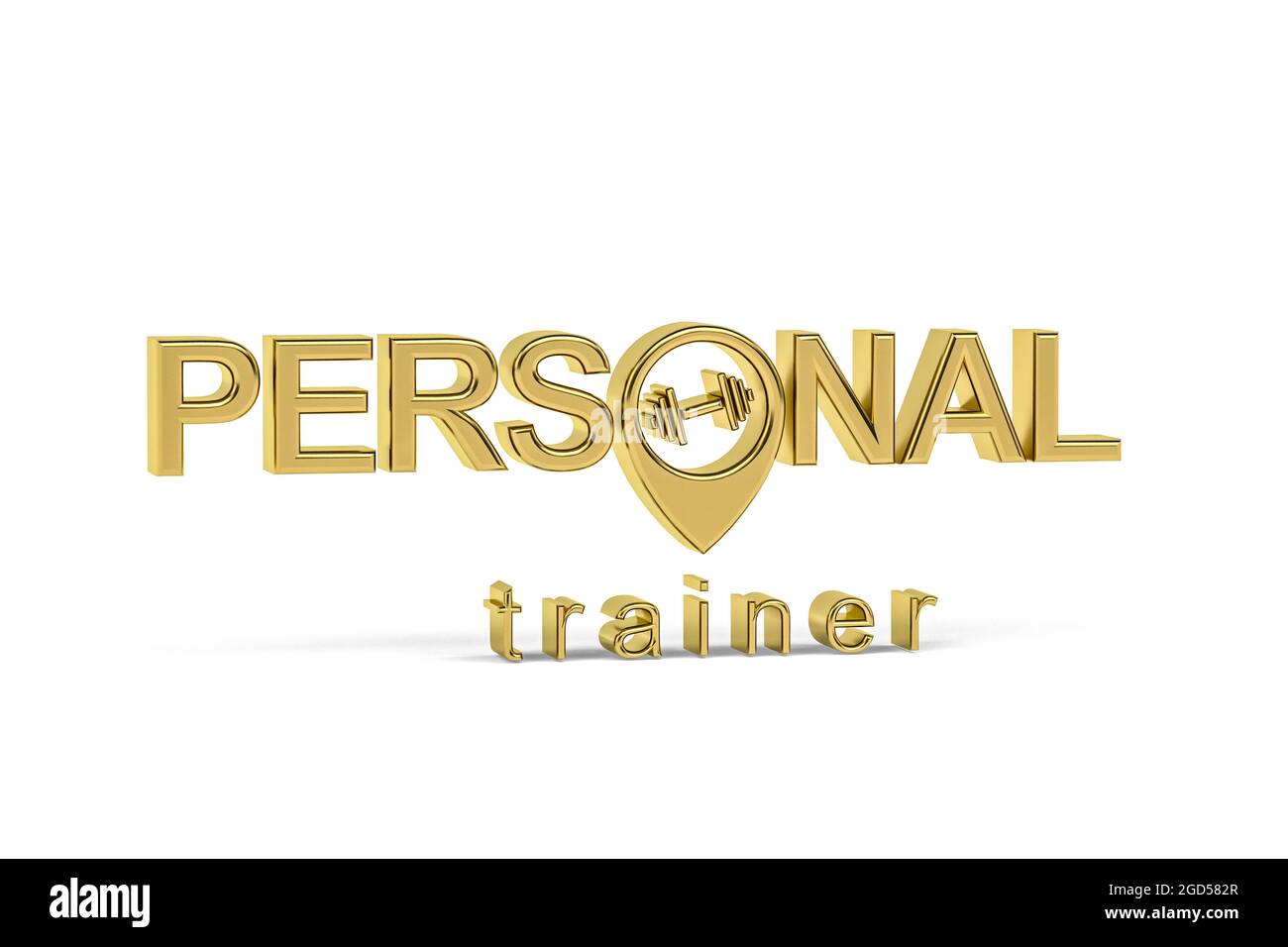 Icona Golden 3d personal trainer isolata su sfondo bianco - rendering 3d Foto Stock