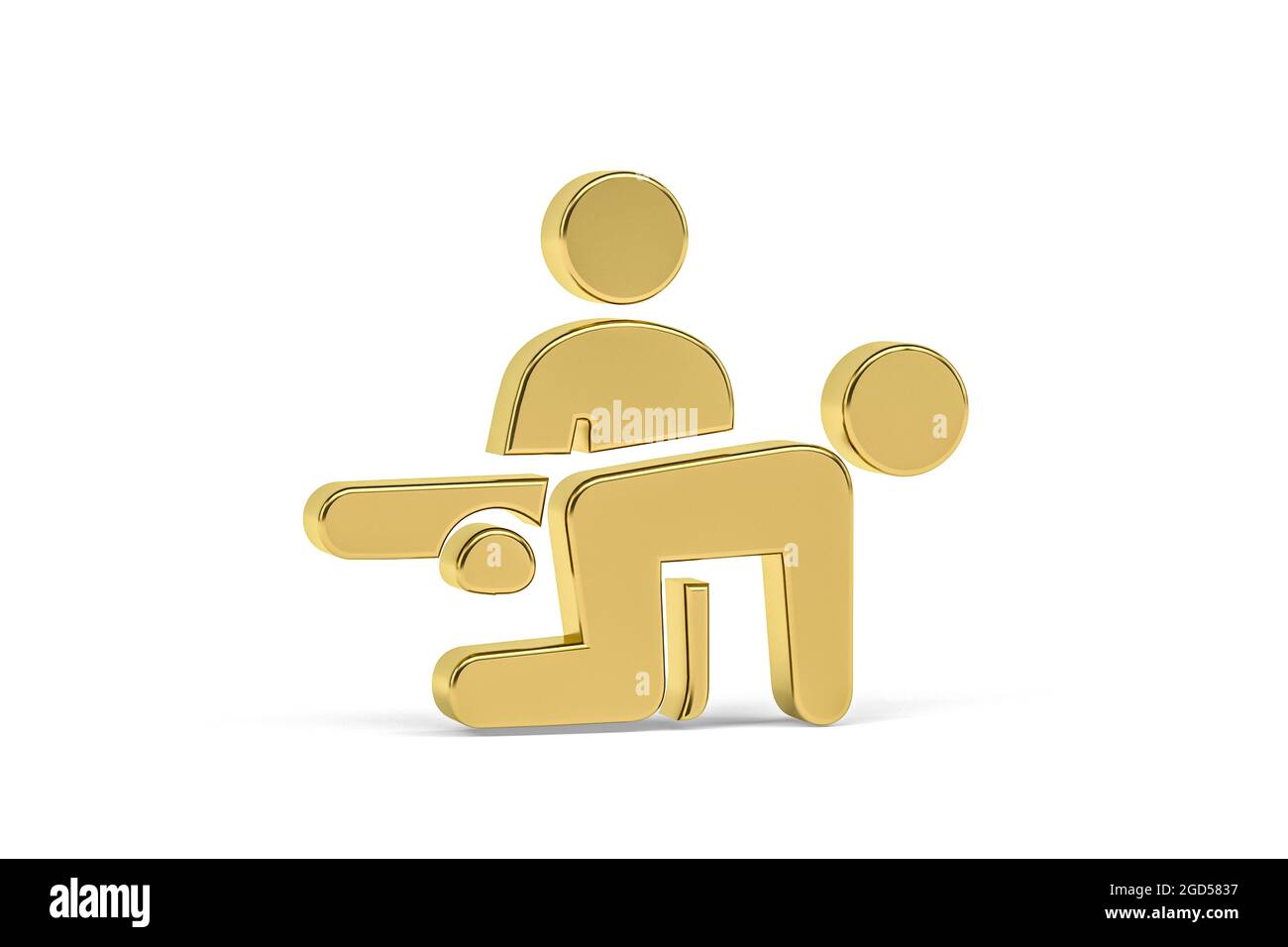 Icona Golden 3d personal trainer isolata su sfondo bianco - rendering 3d Foto Stock