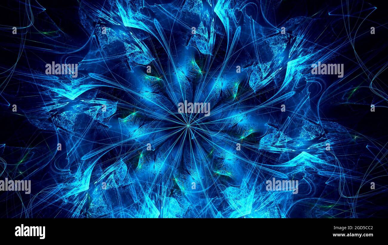 Fiore frattale blu - immagine 3d generata dal computer astratto Foto Stock