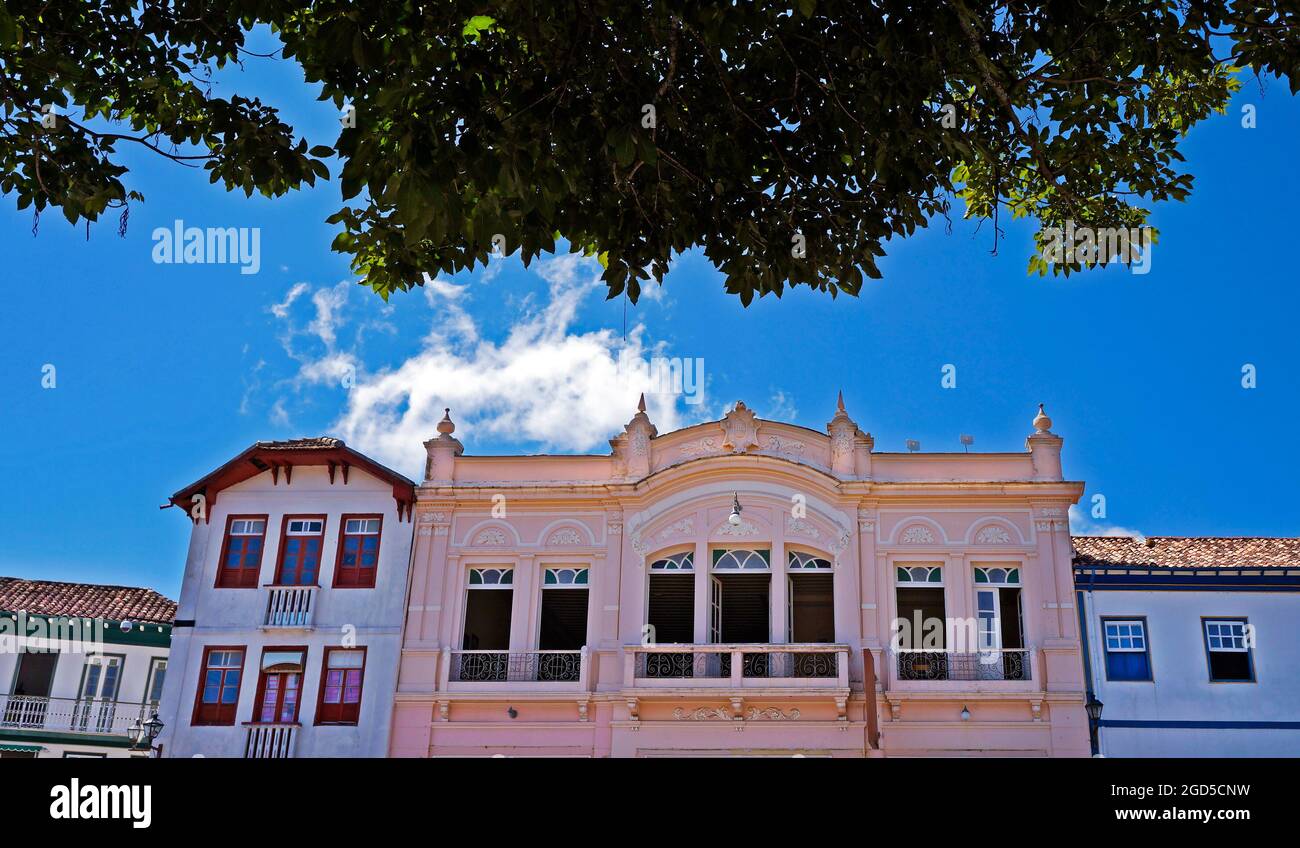 Vecchia facciata edifici a Diamantina, Minas Gerais, Brasile Foto Stock