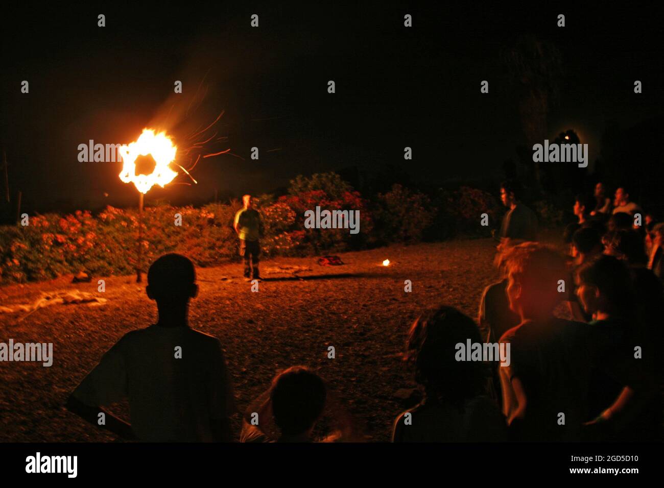 Fire display, una stella ardente di David Foto Stock
