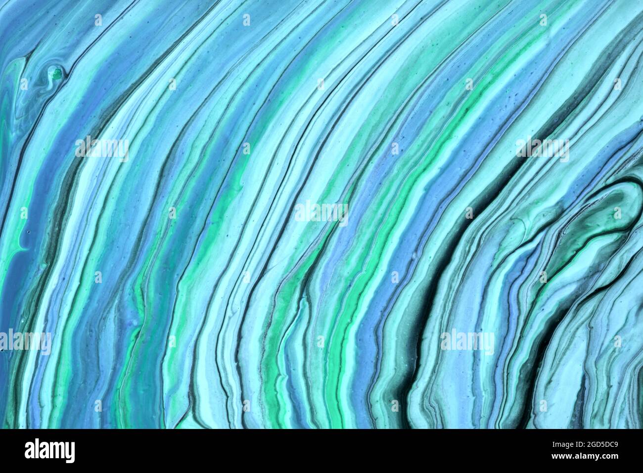 Astratto fluido arte sfondo blu chiaro e turchese colori. Marmo liquido. Pittura acrilica su tela con gradiente ciano. Sfondo acquerello con Foto Stock
