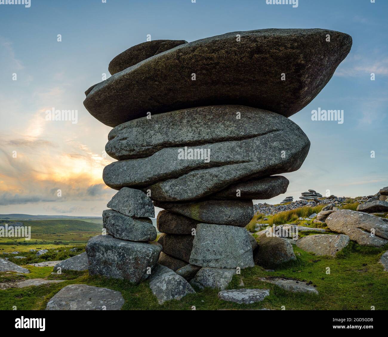 Il Cheesewring sulla collina di Stowes Bodmin Moor Cornovaglia Foto Stock