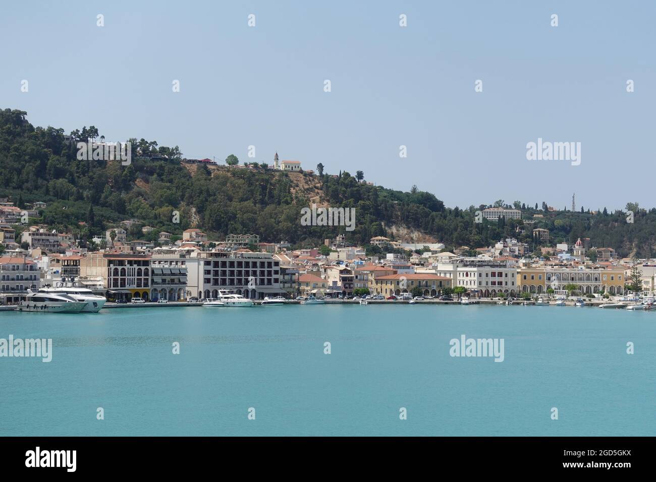 Zante, Grecia - 10 luglio 2021: Vista sulla città di Zante, un'isola sul Mar Ionio in Grecia. Foto Stock