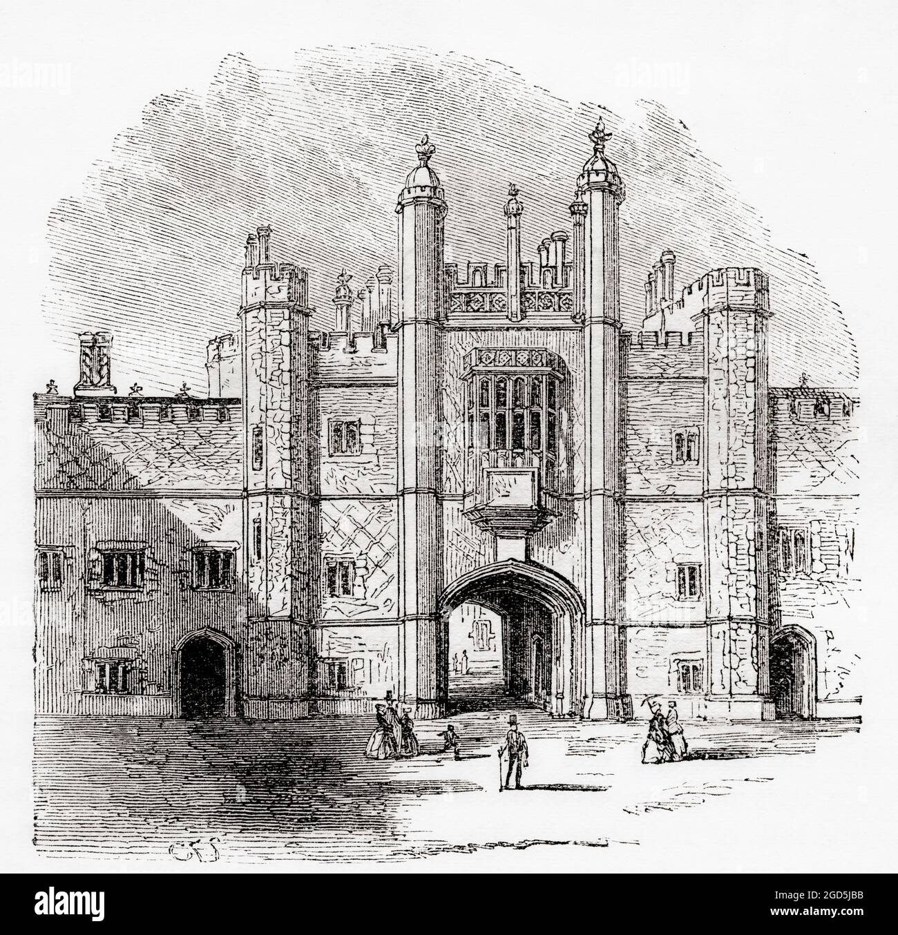 La porta d'ingresso all'Eton College, Eton, Berkshire, Inghilterra, visto qui nel 19 ° secolo. Dalla pittoresca Inghilterra, i suoi monumenti storici e i luoghi storici, pubblicato nel 1891. Foto Stock