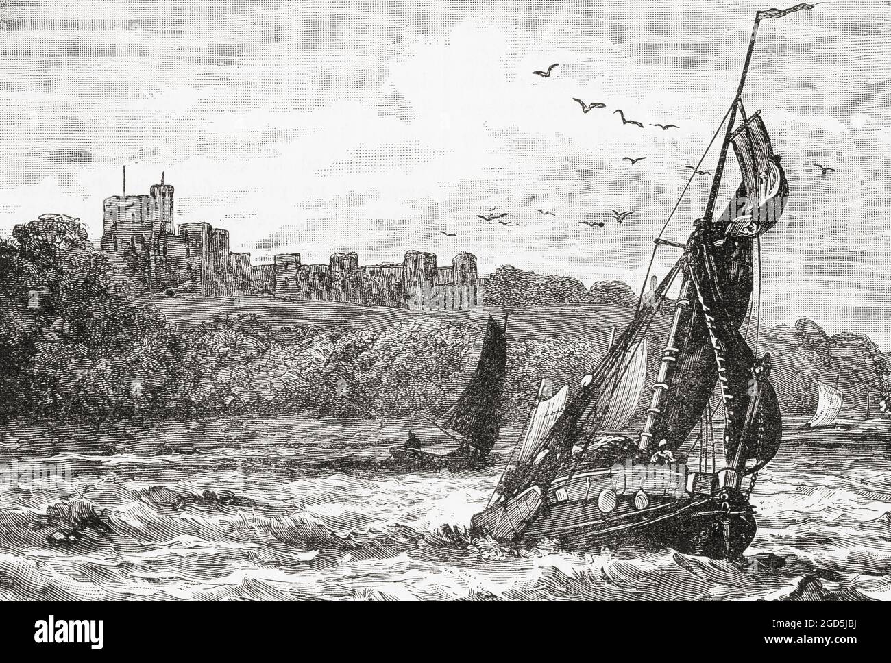 Norris Castello, Isola di Wight, Inghilterra, visto qui dal mare nel 19 ° secolo. Dalla pittoresca Inghilterra, i suoi monumenti storici e i luoghi storici, pubblicato nel 1891. Foto Stock