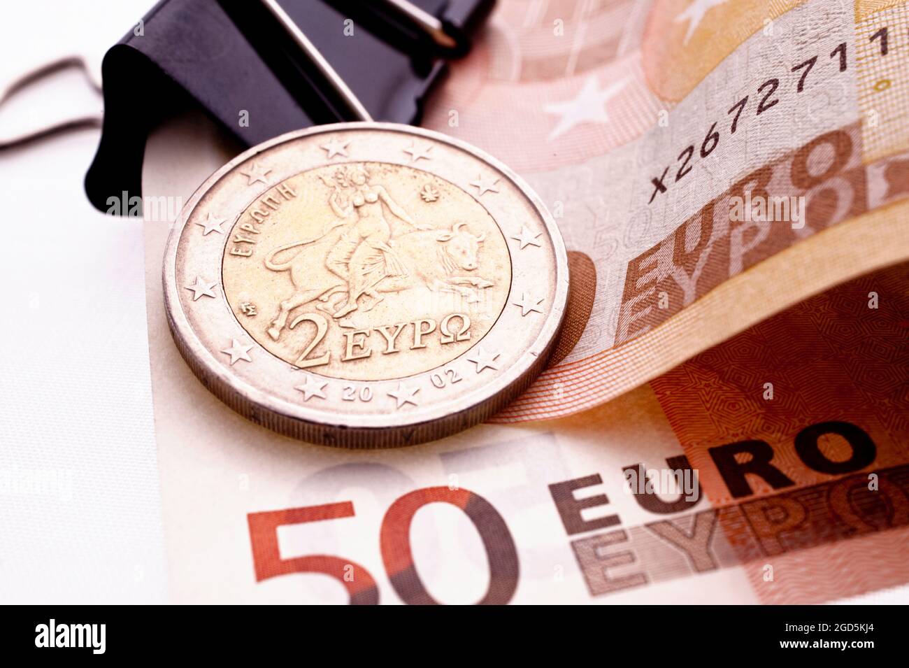 Primo piano di un Euro Coin greco Foto Stock