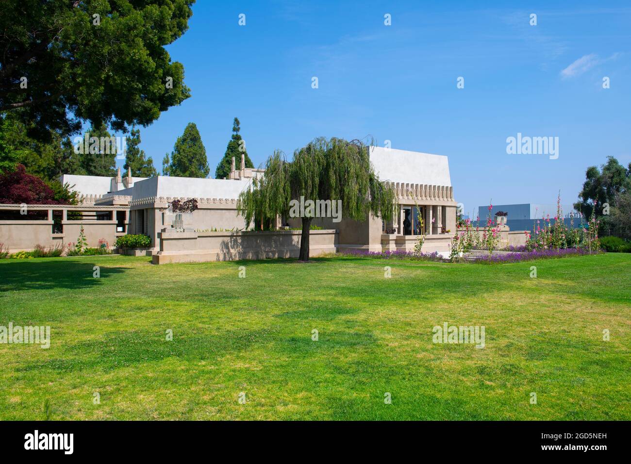 Hollyhock House è stato costruito nel 1922 da Frank Lloyd Wright a Los Angeles, California, USA. Questa casa è stata aggiunta al sito patrimonio mondiale dell'UNESCO dal 2019 Foto Stock