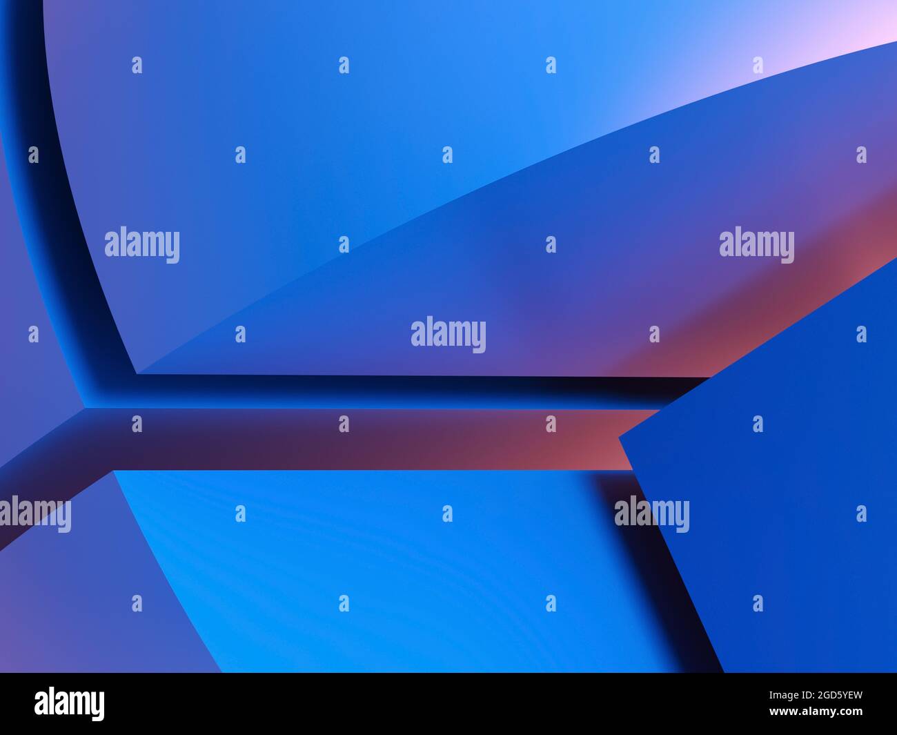 Sfondo geometrico astratto, sfera blu tagliata illuminata con luce rossa, elementi di design utili per sfondi o sfondo. illusione nel rendering 3d Foto Stock