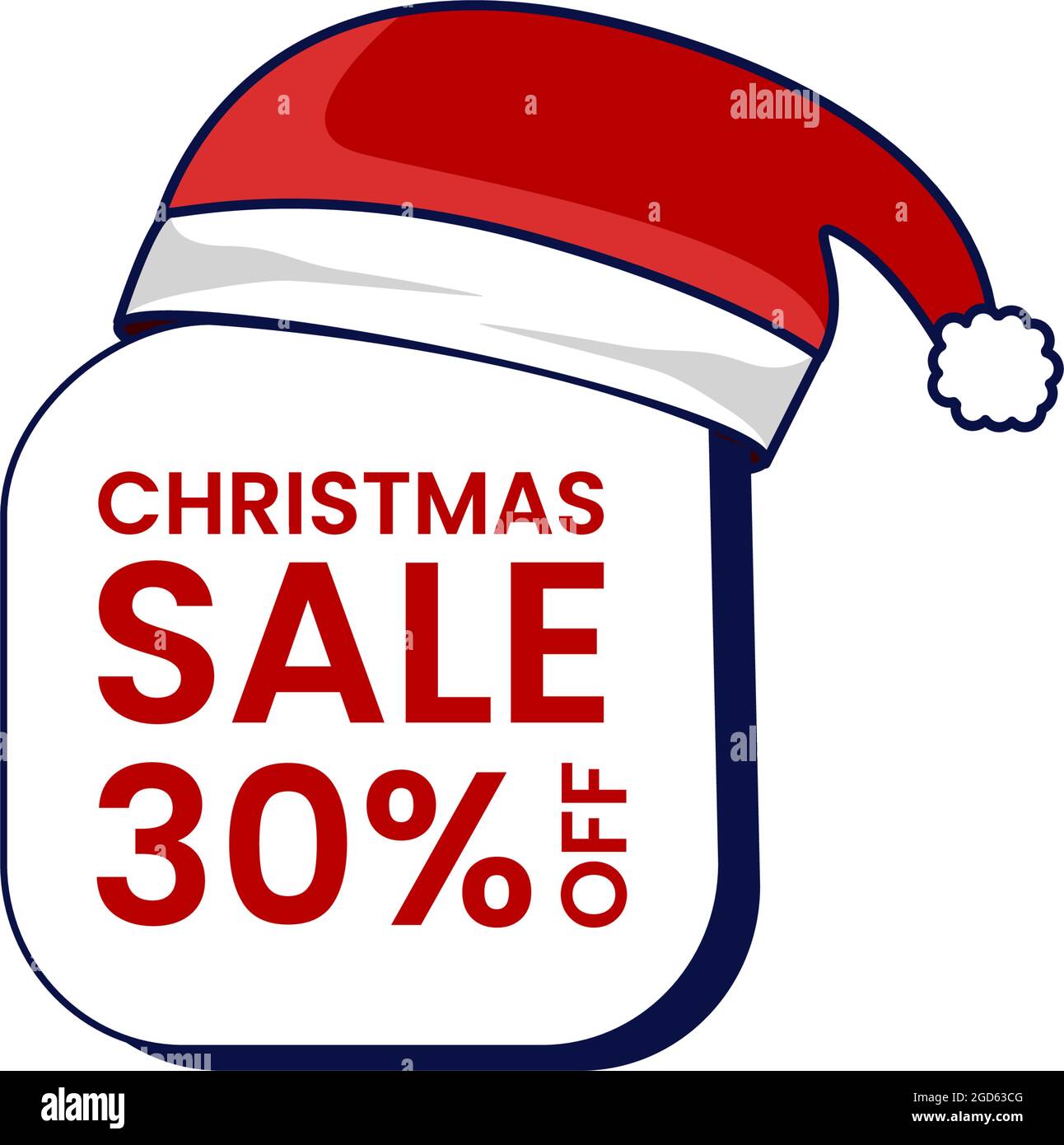 etichetta di vendita natalizia con cappello babbo natale Illustrazione Vettoriale