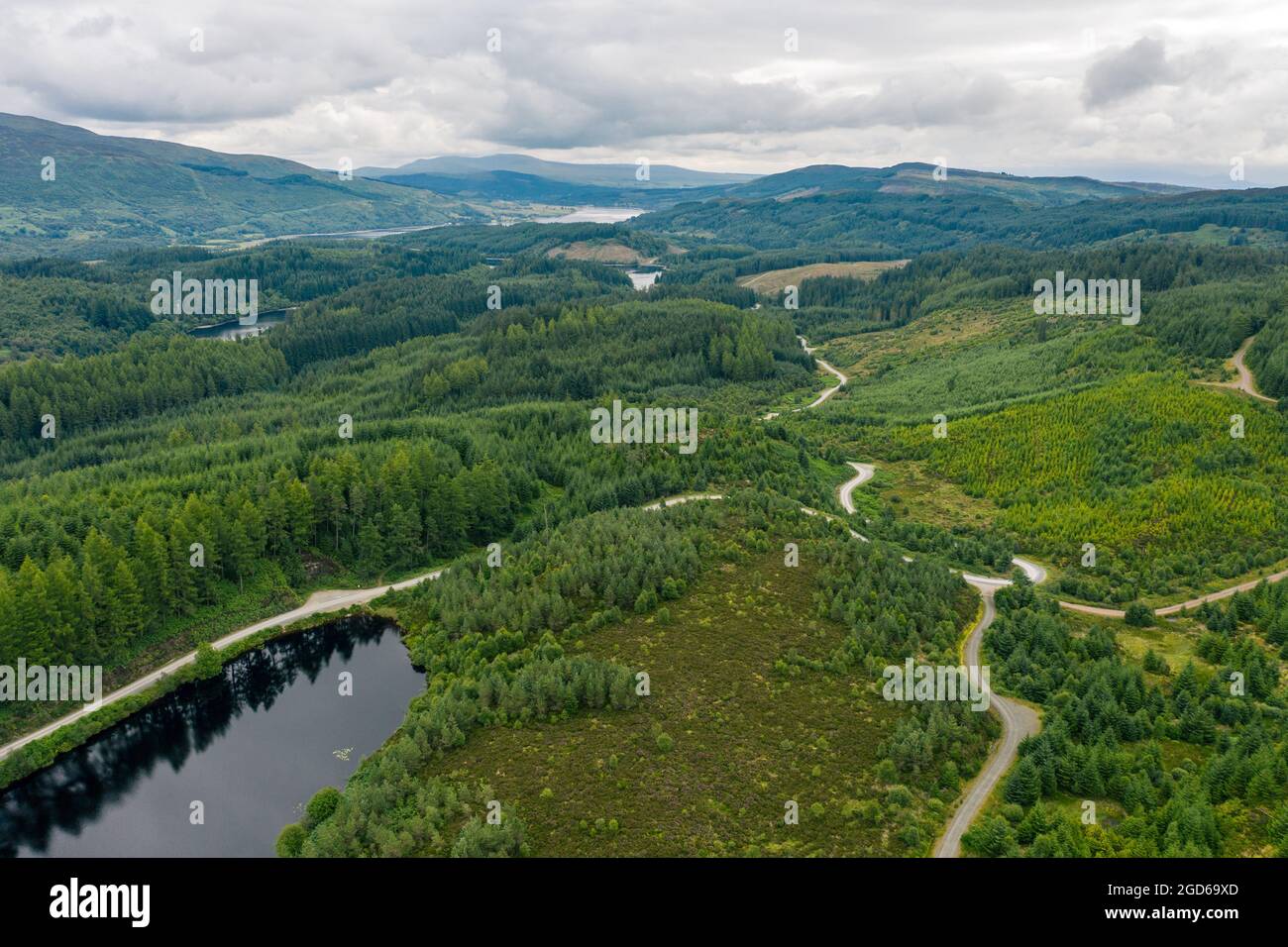 Three Loch Forest Drive, Stirling Scozia. REGNO UNITO. La foresta lunga 11 miglia Foto Stock