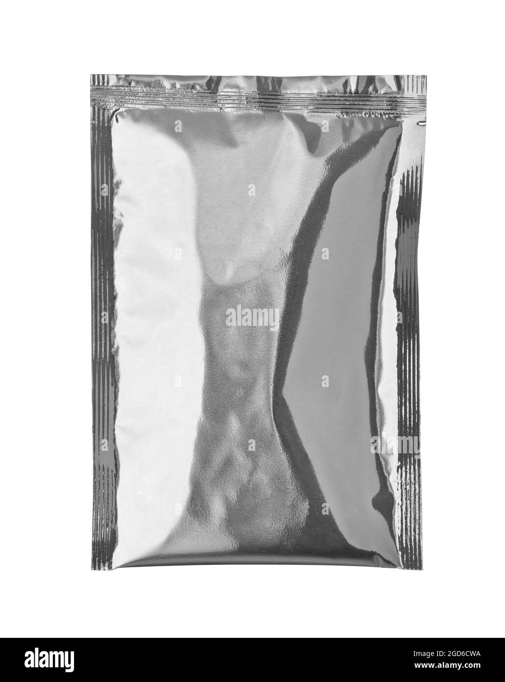 primo piano di diversi sacchetti di carta e alluminio su sfondo bianco. ciascuno viene girato separatamente Foto Stock