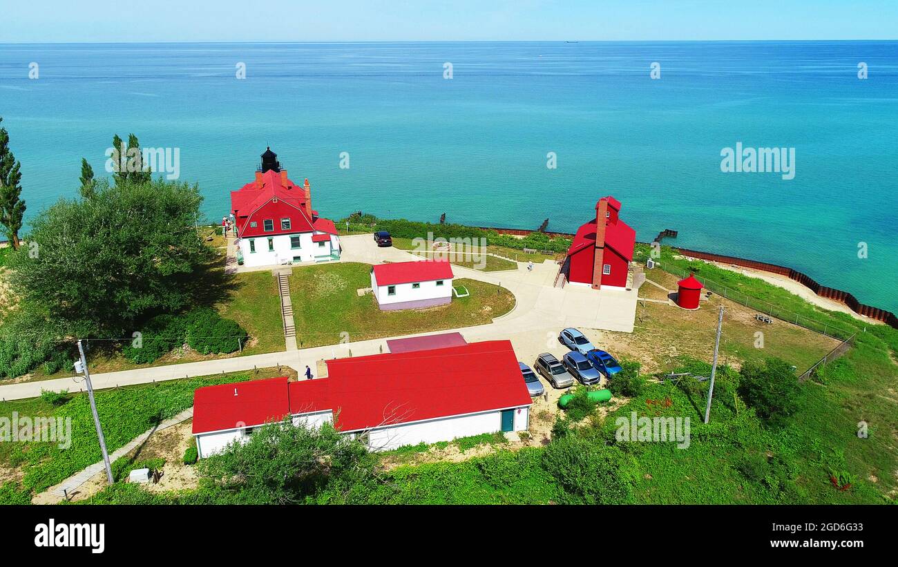Pointe Point Betsie Lighthouse on Lake Michigan il nome originale era pointe Aux Bec Scies Foto Stock