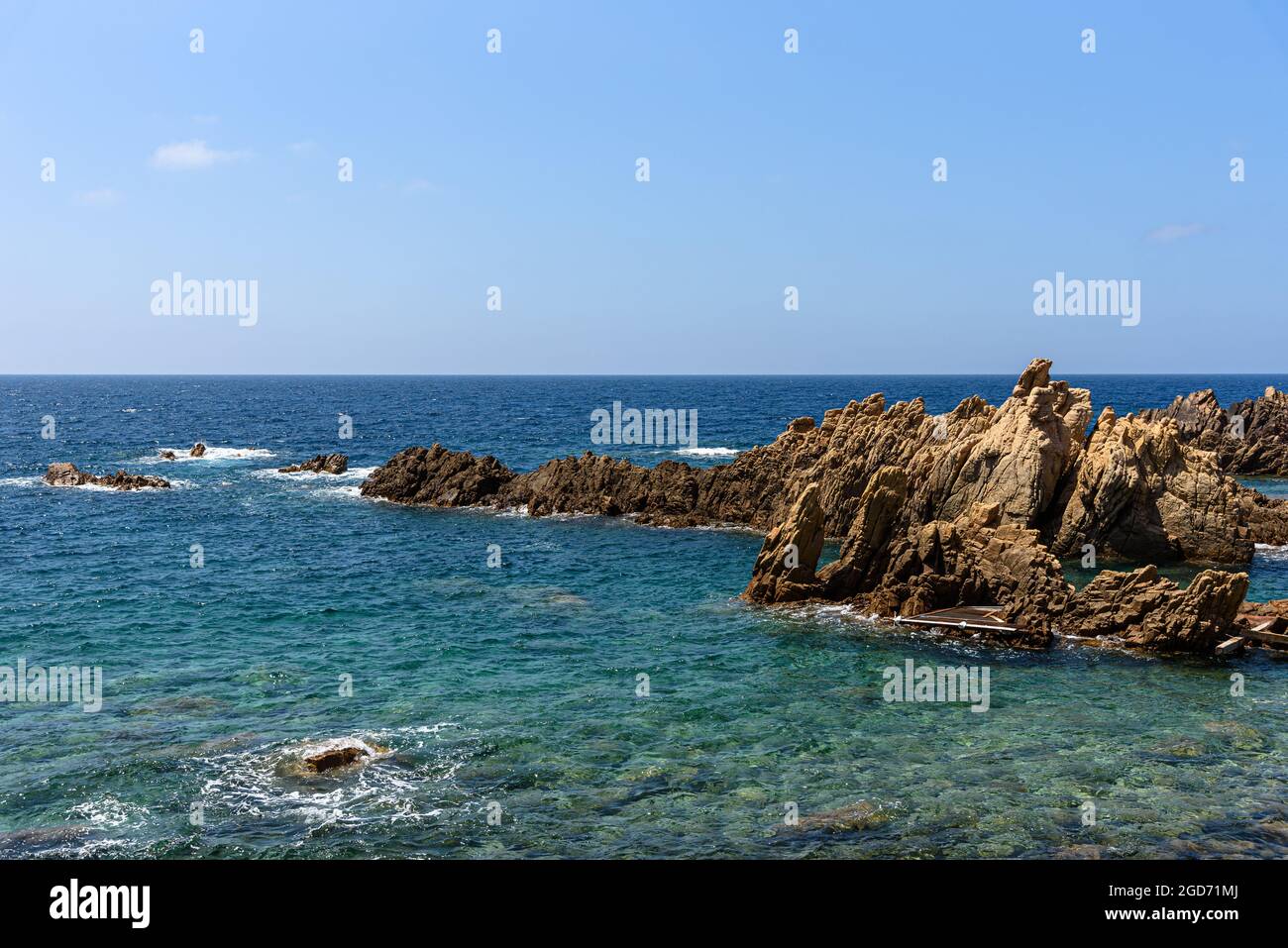 Formazioni rocciose sulla Costa Paradiso di Sardegna, Italia Foto Stock