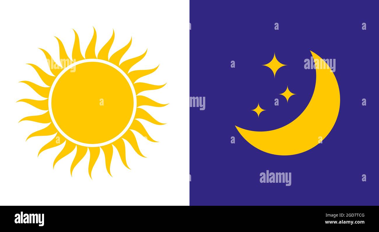 Icona sole e luna. Segno sole e luna. Immagine vettoriale piatta