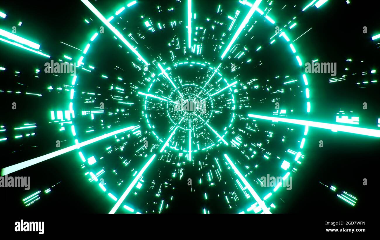 Green laser Beam Light Technology background Foto Stock