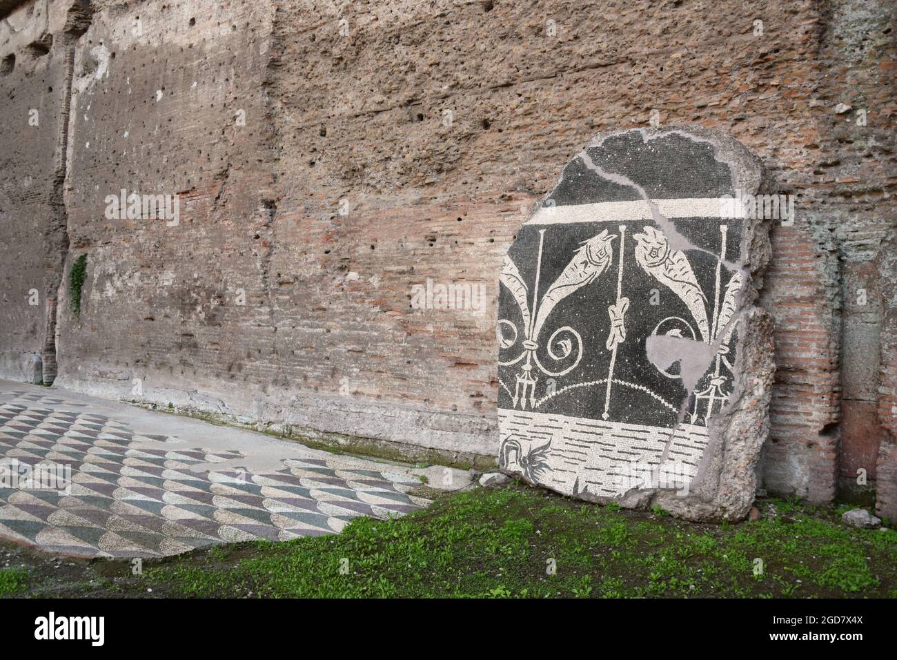 Resti Moisaici a Thermae Antoninianae - Terme di Caracalla a Roma Foto Stock