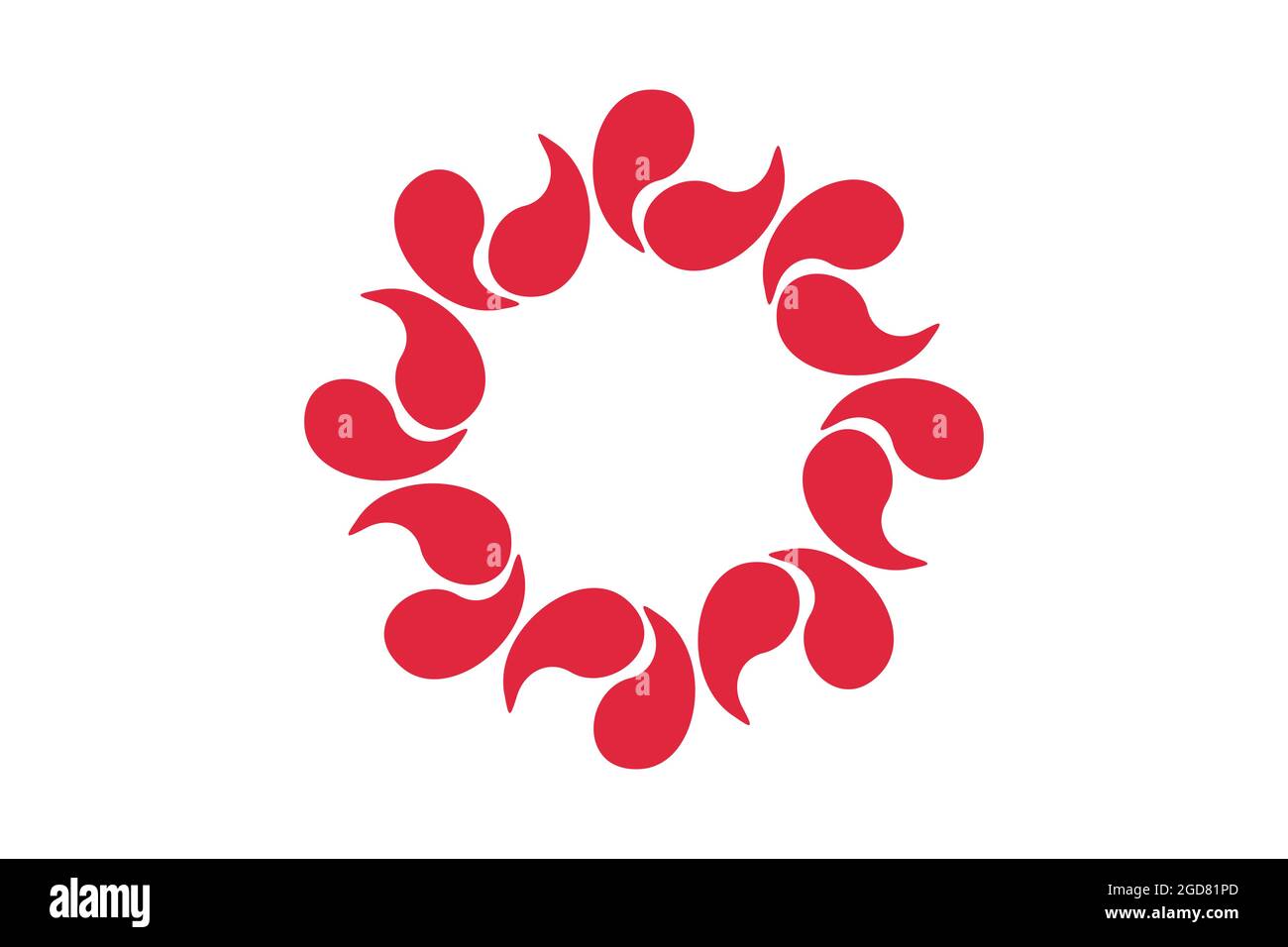 Vista dall'alto della bandiera della prefettura di Saitama, senza flagpole. Progettazione del piano, layout. Sfondo del contrassegno. Foto Stock