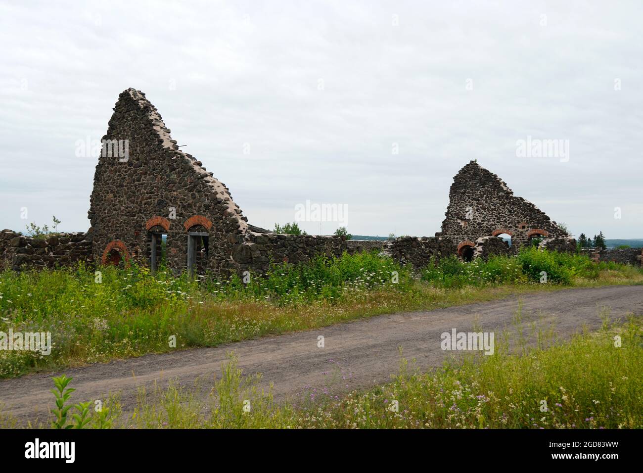 Vecchi edifici abbandonati alla miniera di Quincy Foto Stock