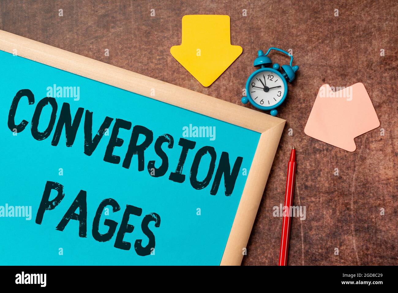 Pagine di conversione delle didascalie concettuali. L'approccio di affari appare in risposta a fare clic su un motore di ricerca Time Managment Plans per progredire Bright Foto Stock