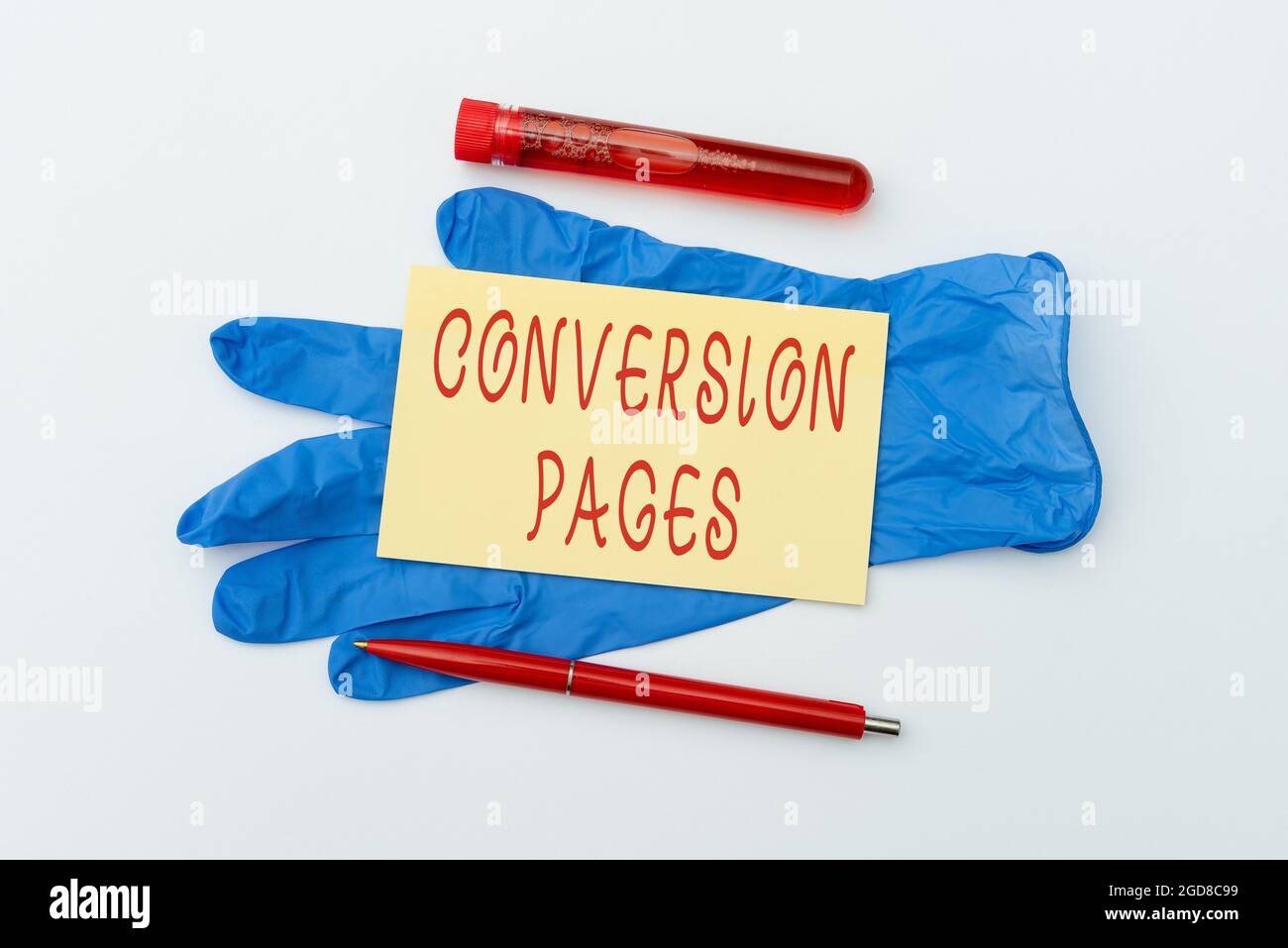 Pagine di conversione del segno di scrittura manuale. Il concetto di affari appare in risposta a fare clic su un motore di ricerca che invia il messaggio di consapevolezza del virus, Abstract Foto Stock