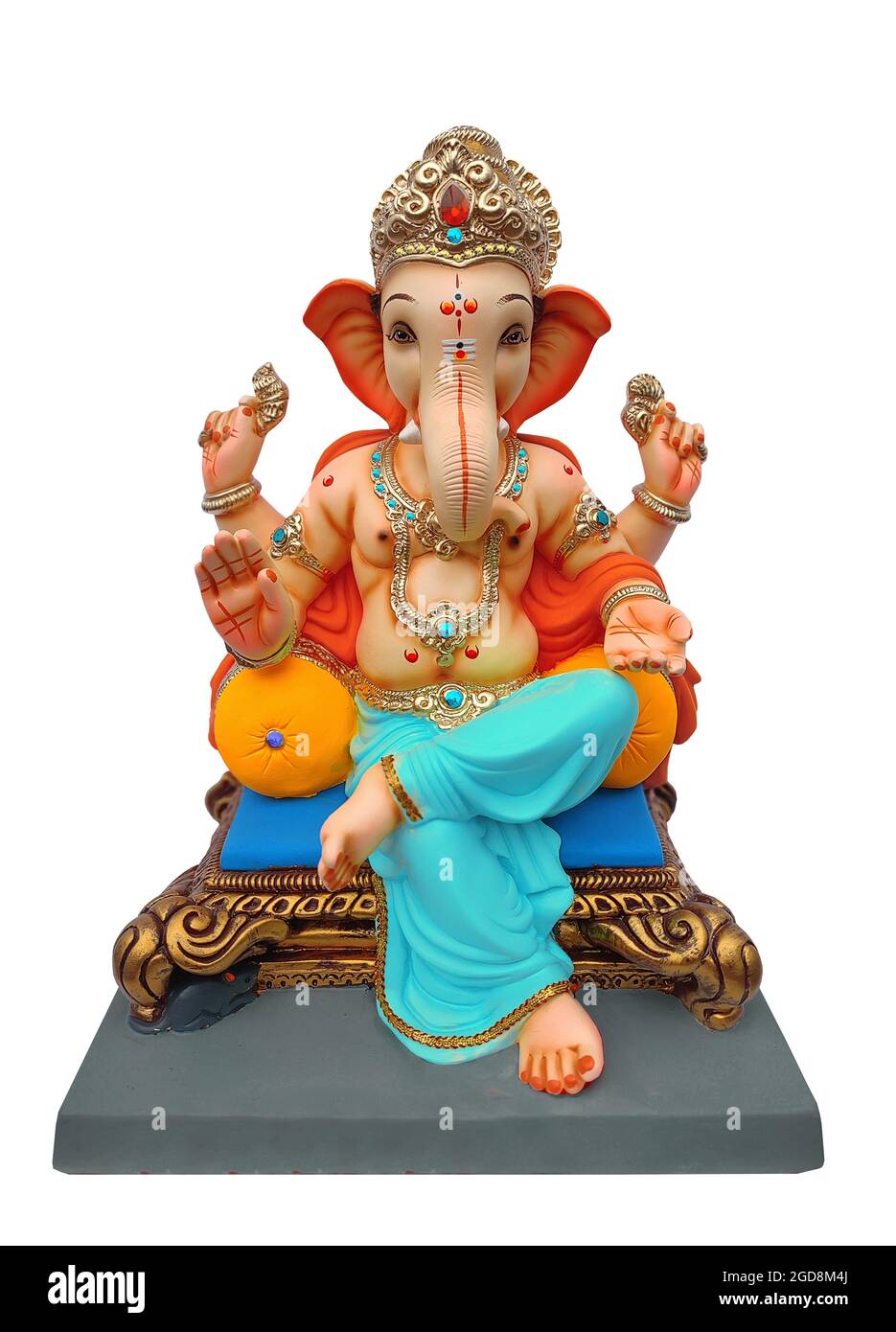 Dio indù Ganesha. Colorato Ganesha Idol su sfondo bianco. Foto Stock