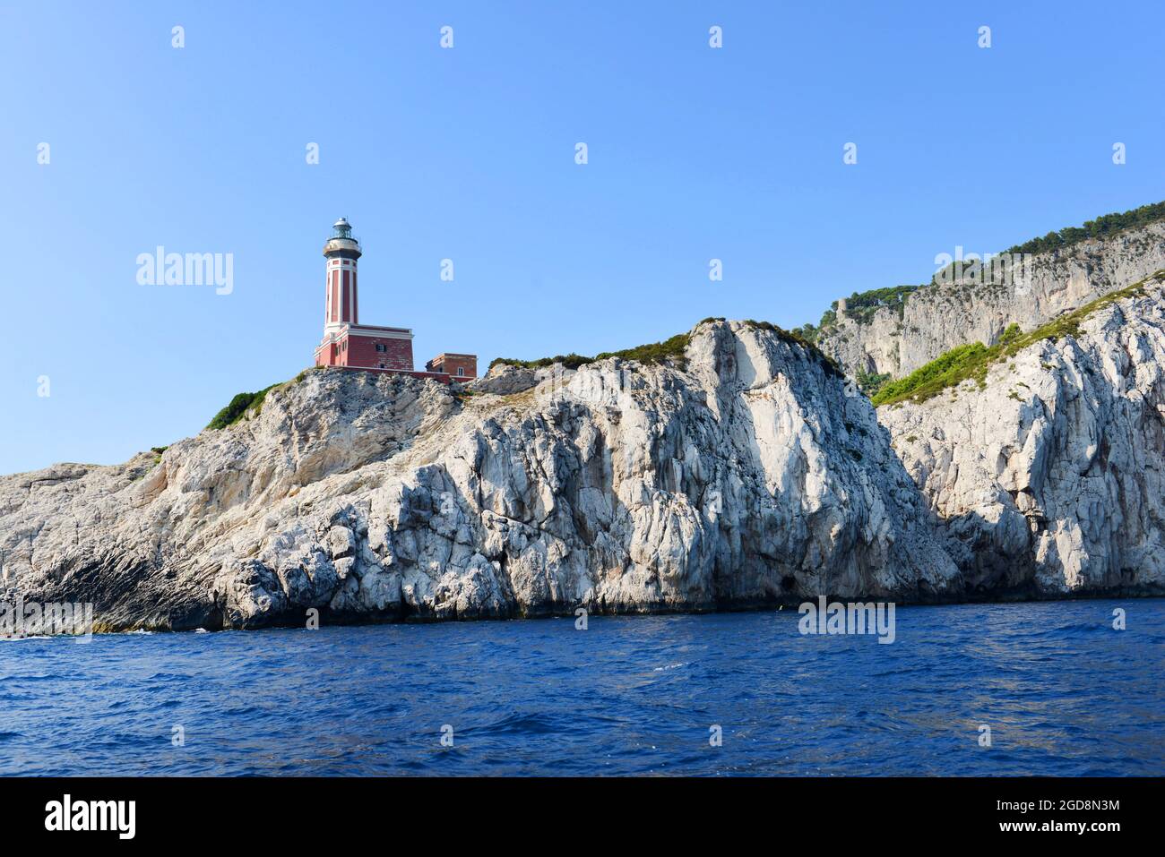 Faro di Punta Carena, Isola di Capri, provincia di Napoli, campania, Italy. Foto Stock