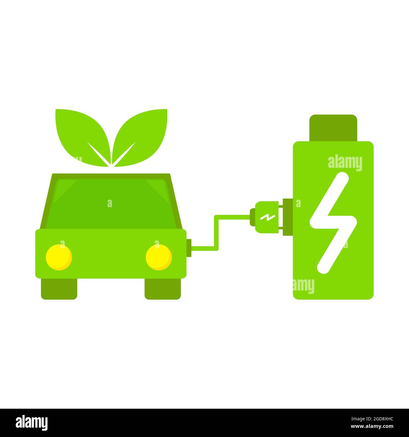 batteria di ricarica per auto elettriche nella stazione di ricarica. auto elettrica con concetto di illustrazione della batteria. Foto Stock