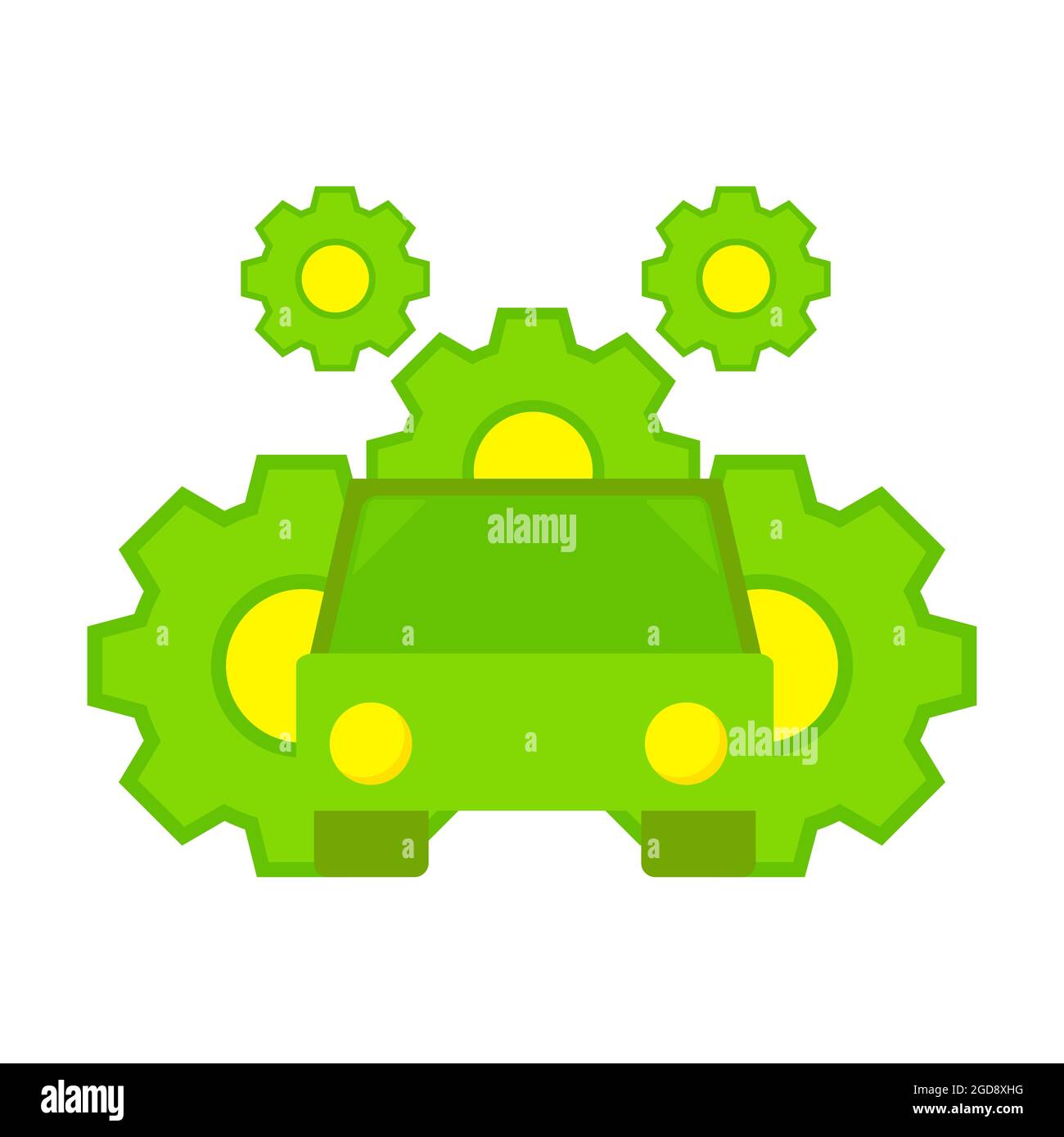 auto elettrica con illustrazione della marcia di regolazione fuori servizio di automobile elettrica e concetto di illustrazione di manutenzione. Foto Stock
