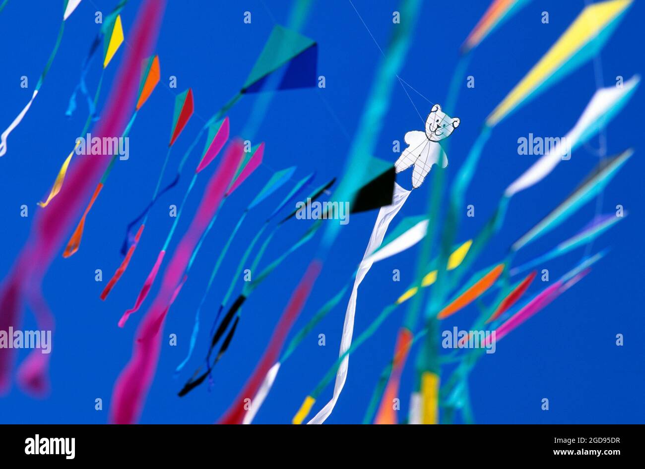 FRANCIA, FESTIVAL DEGLI AQUILONI, TRENO PIATTO KITES Foto Stock