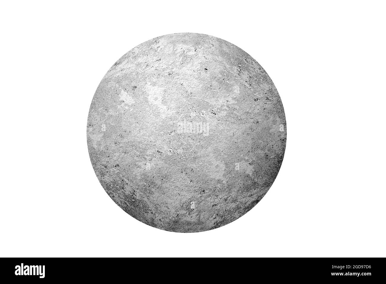 Sfera con struttura in cemento con fondo bianco Foto Stock