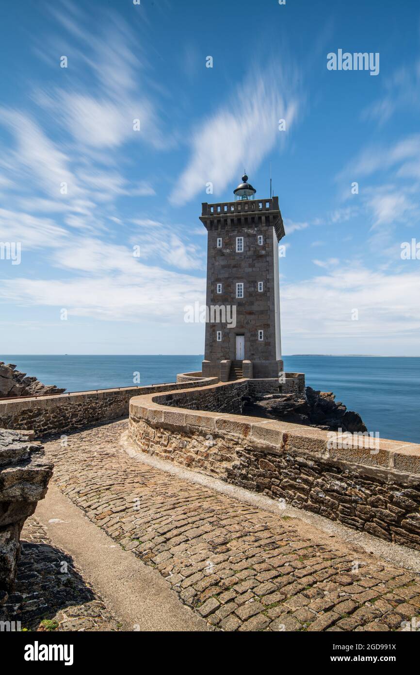 Phare de Kermorvan, Francia, Bretagna, Finistère Foto Stock