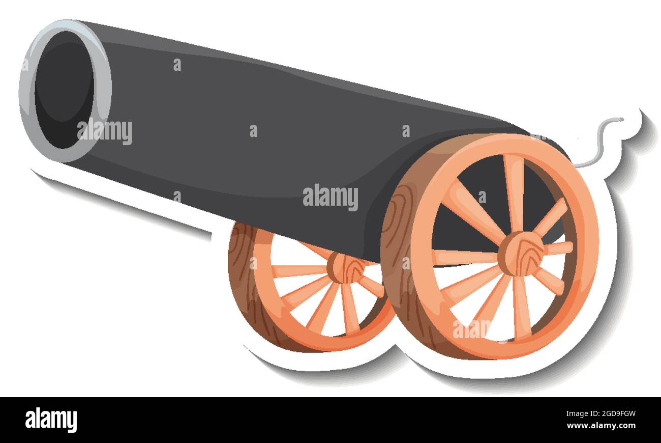 Mascherina adesiva con illustrazione isolata pistola cannone Illustrazione Vettoriale