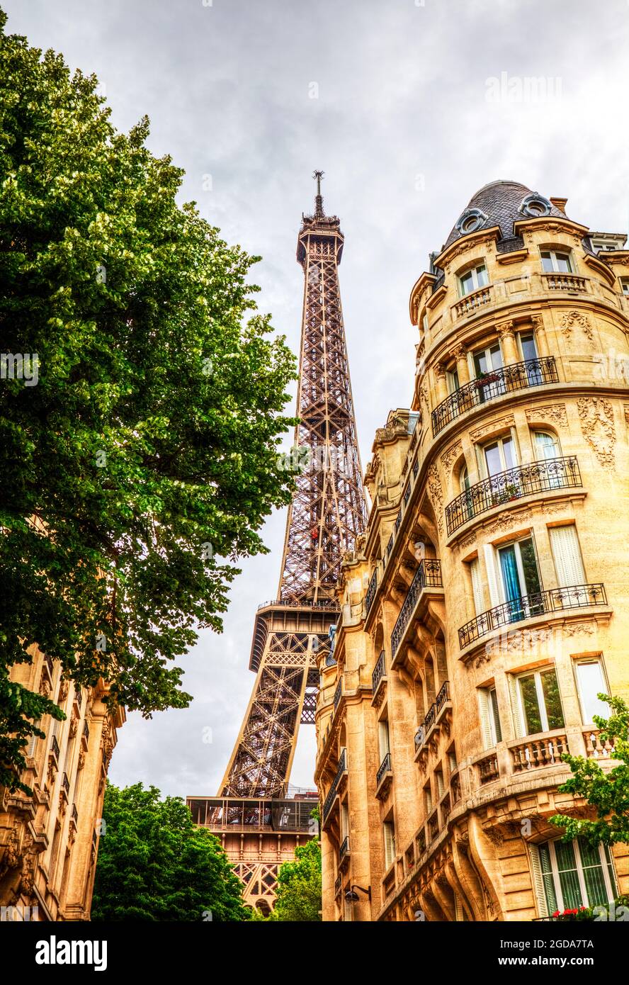 Torre Eiffel Parigi, tra gli edifici, l'architettura, la Torre eiffel, la torre eiffel, torre, parigi, punto di riferimento, punti di riferimento, edifici, torre Eiffel, Foto Stock