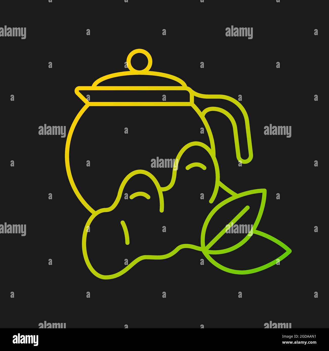 Icona vettore gradiente tè zenzero per tema scuro Illustrazione Vettoriale