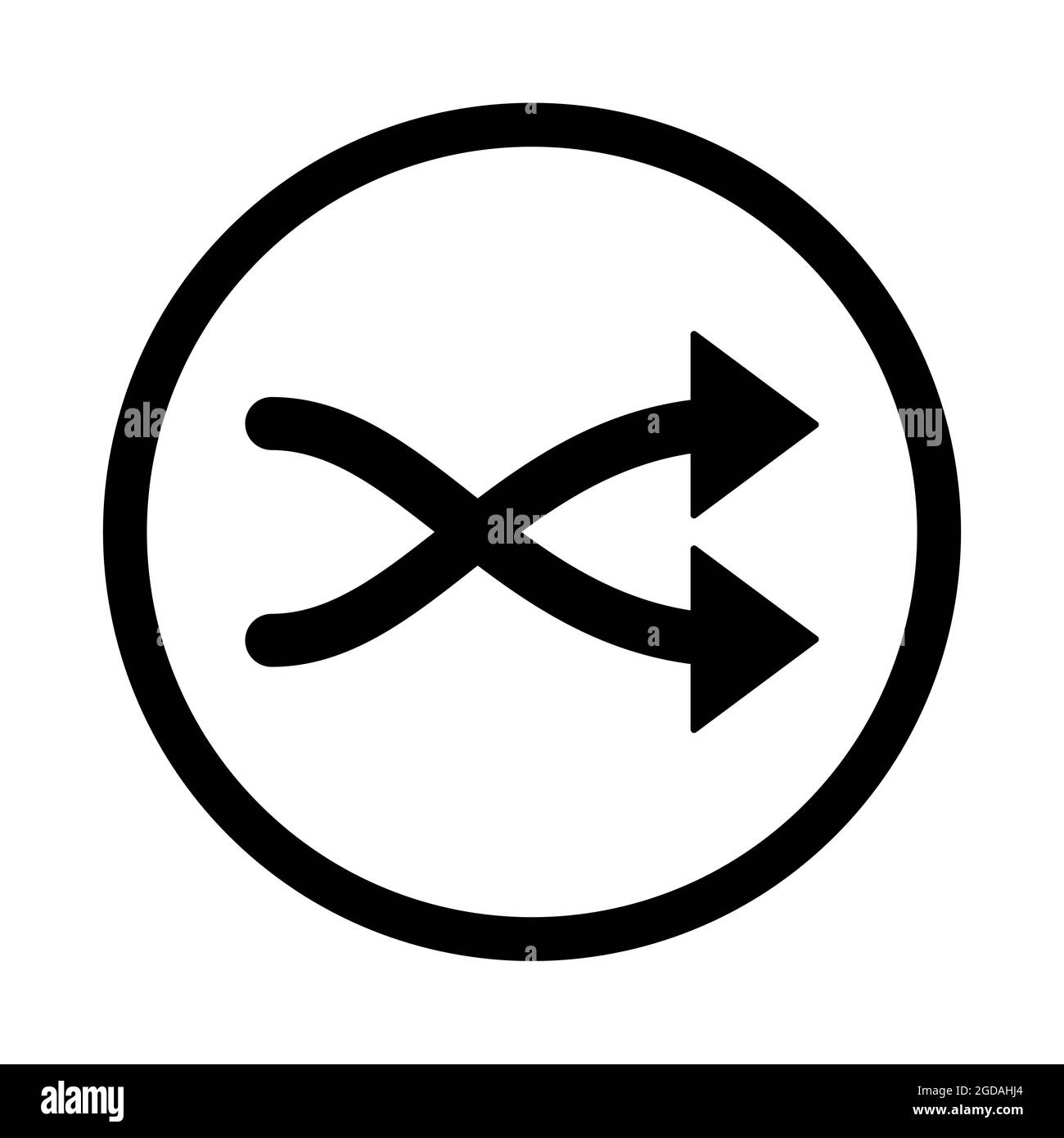 Icona freccia. Freccia nera incrociata. Freccia mista. Illustrazione vettoriale. Freccia rimescolata isolata Illustrazione Vettoriale