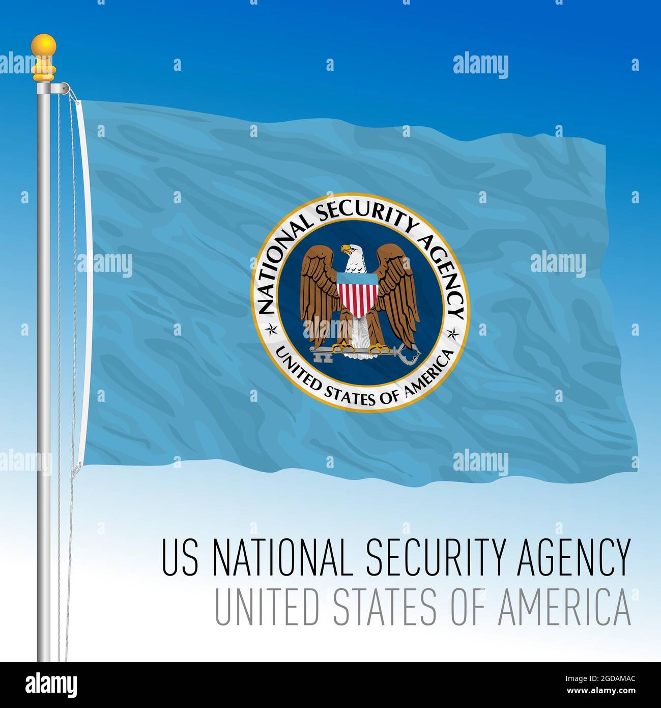 BANDIERA NSA DELL'Agenzia nazionale per la sicurezza DEGLI STATI UNITI d'America, illustrazione vettoriale Illustrazione Vettoriale