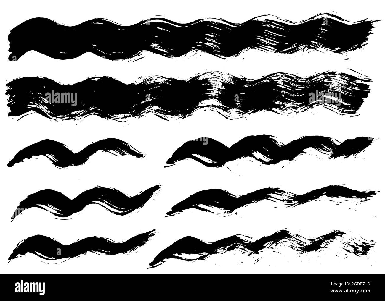 Pacchetto corsa pennello. Set di pennelli vettoriali testurizzati Illustrazione Vettoriale