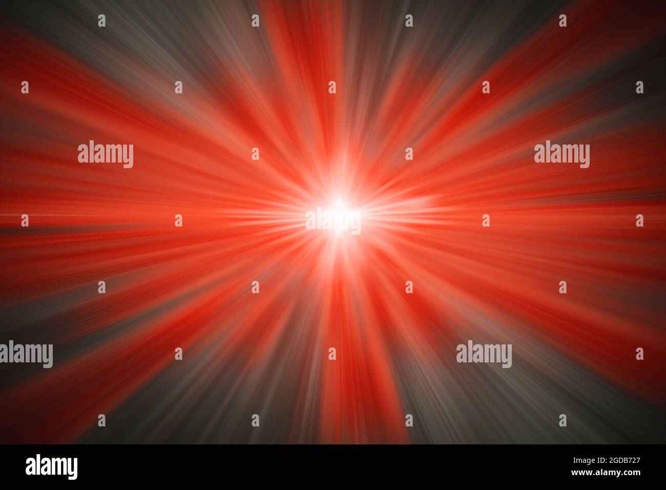 Luce rossa bagliore fuoco zoom burst effetto ad alta velocità astratto per l'illustrazione di sfondo o cartoni animati. Foto Stock