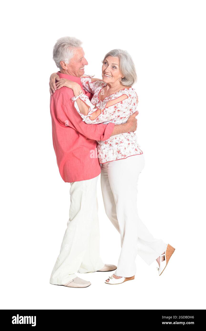Ritratto di un simpatico senior coppia danzante Foto Stock