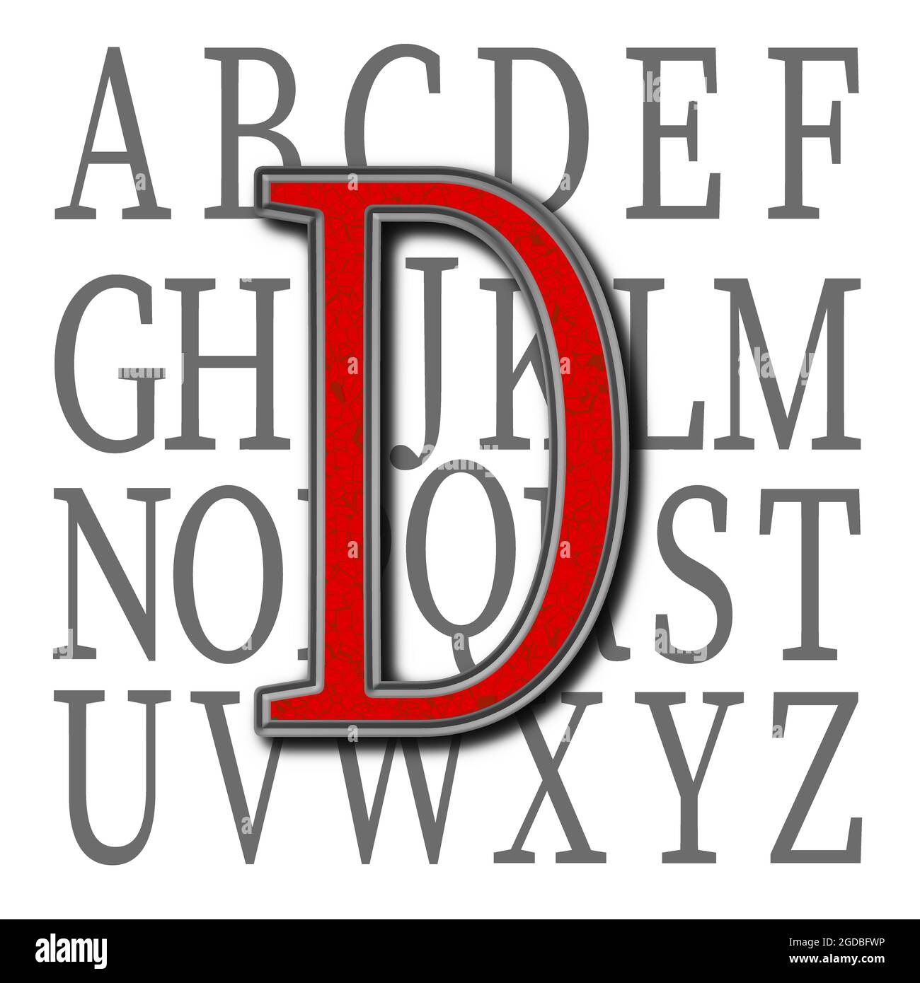 Monogramma del carattere maiuscolo D ; disegno: Pietra Foto Stock