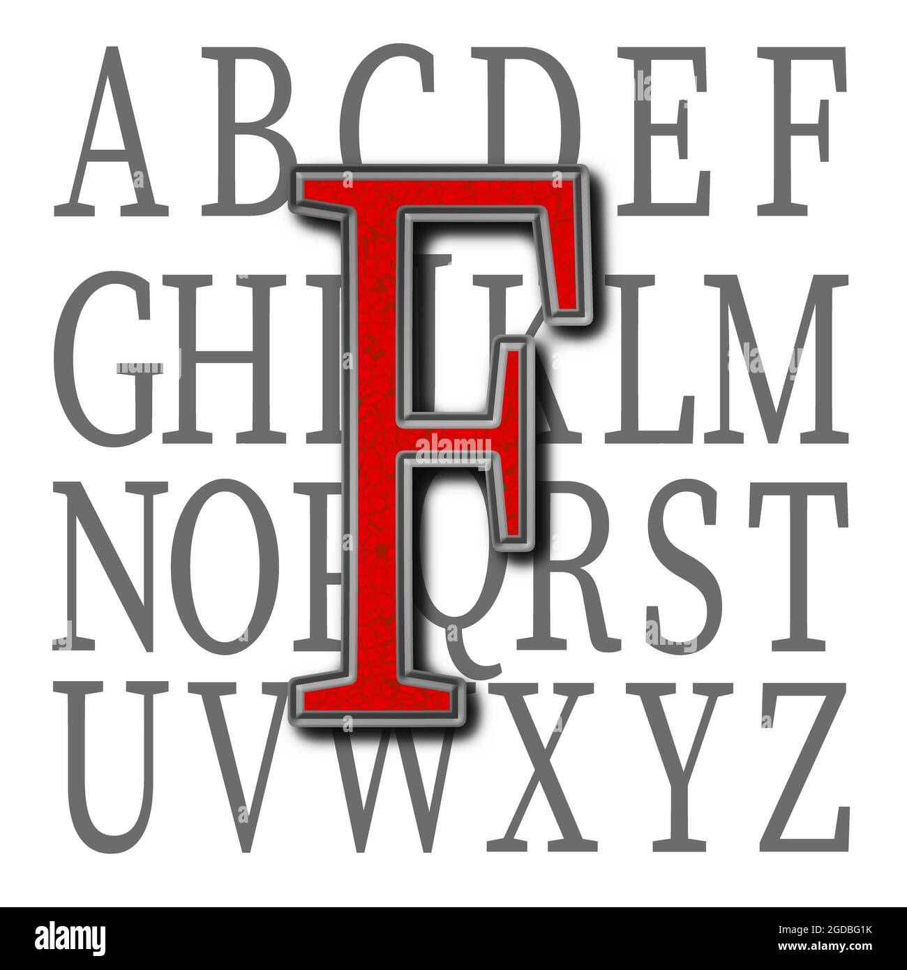 Monogramma del carattere maiuscolo F ; disegno: Pietra Foto Stock