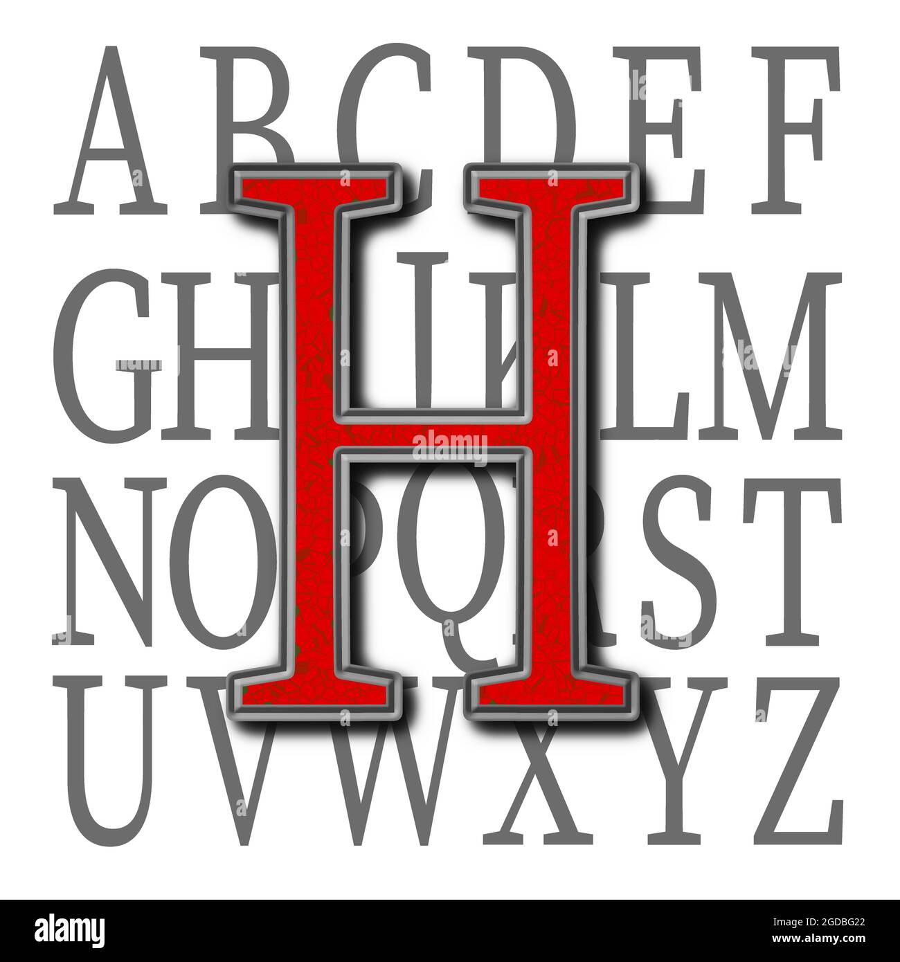 Monogramma del carattere maiuscolo H ; disegno: Pietra Foto Stock