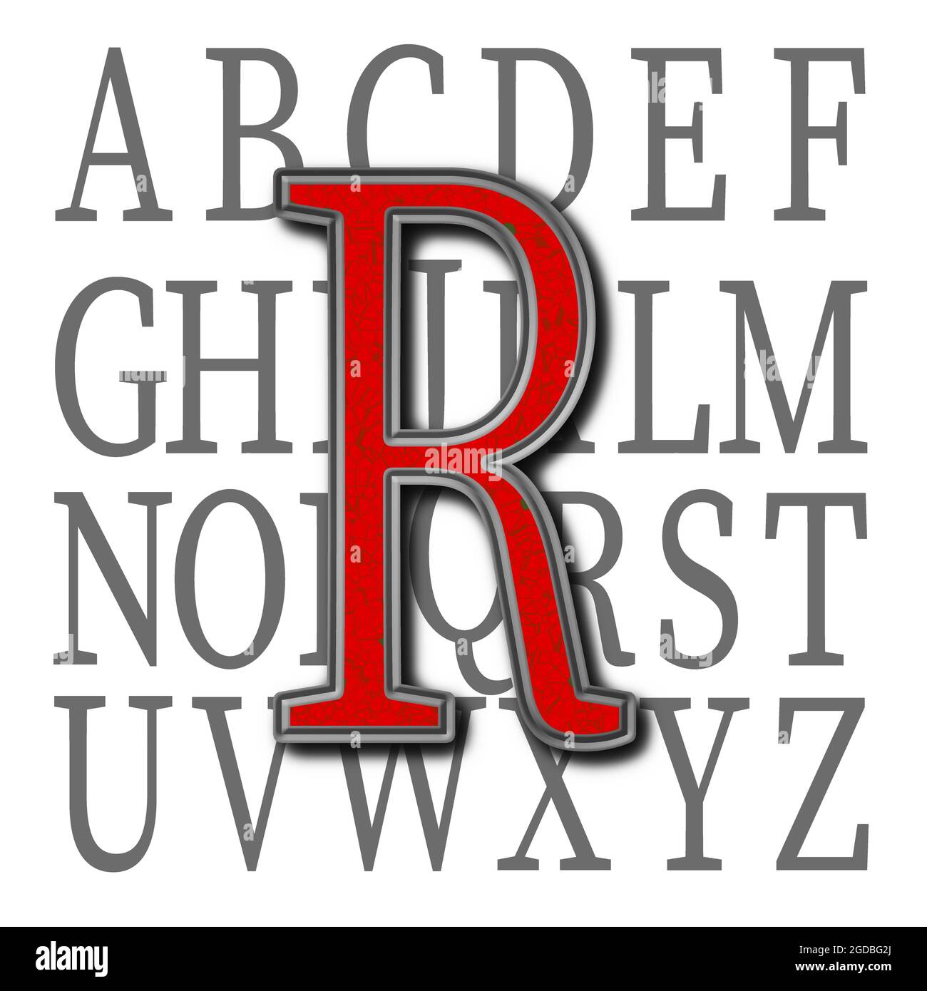 Monogramma del carattere maiuscolo R ; disegno: Pietra Foto Stock