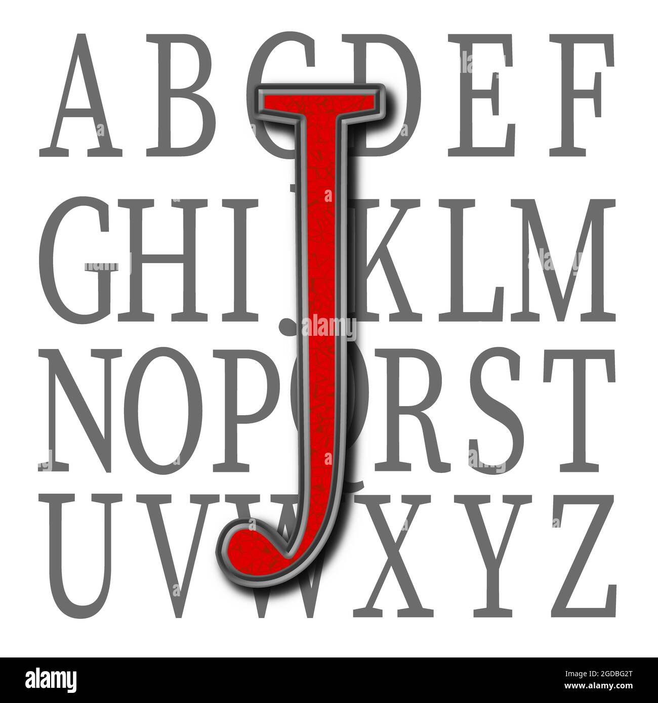 Monogramma del carattere maiuscolo J ; disegno: Pietra Foto Stock