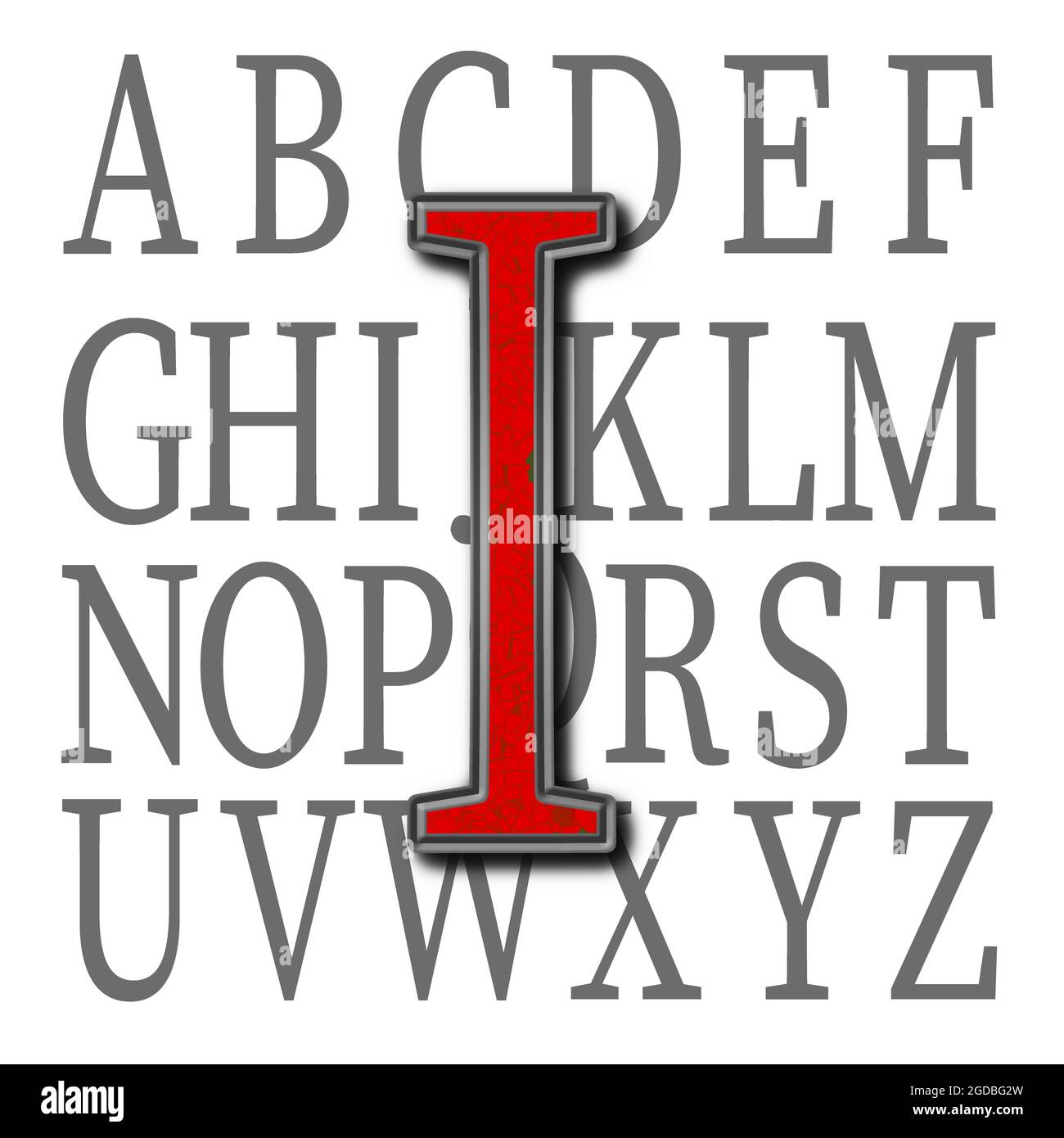 Monogramma del carattere maiuscolo i ; disegno: Pietra Foto Stock