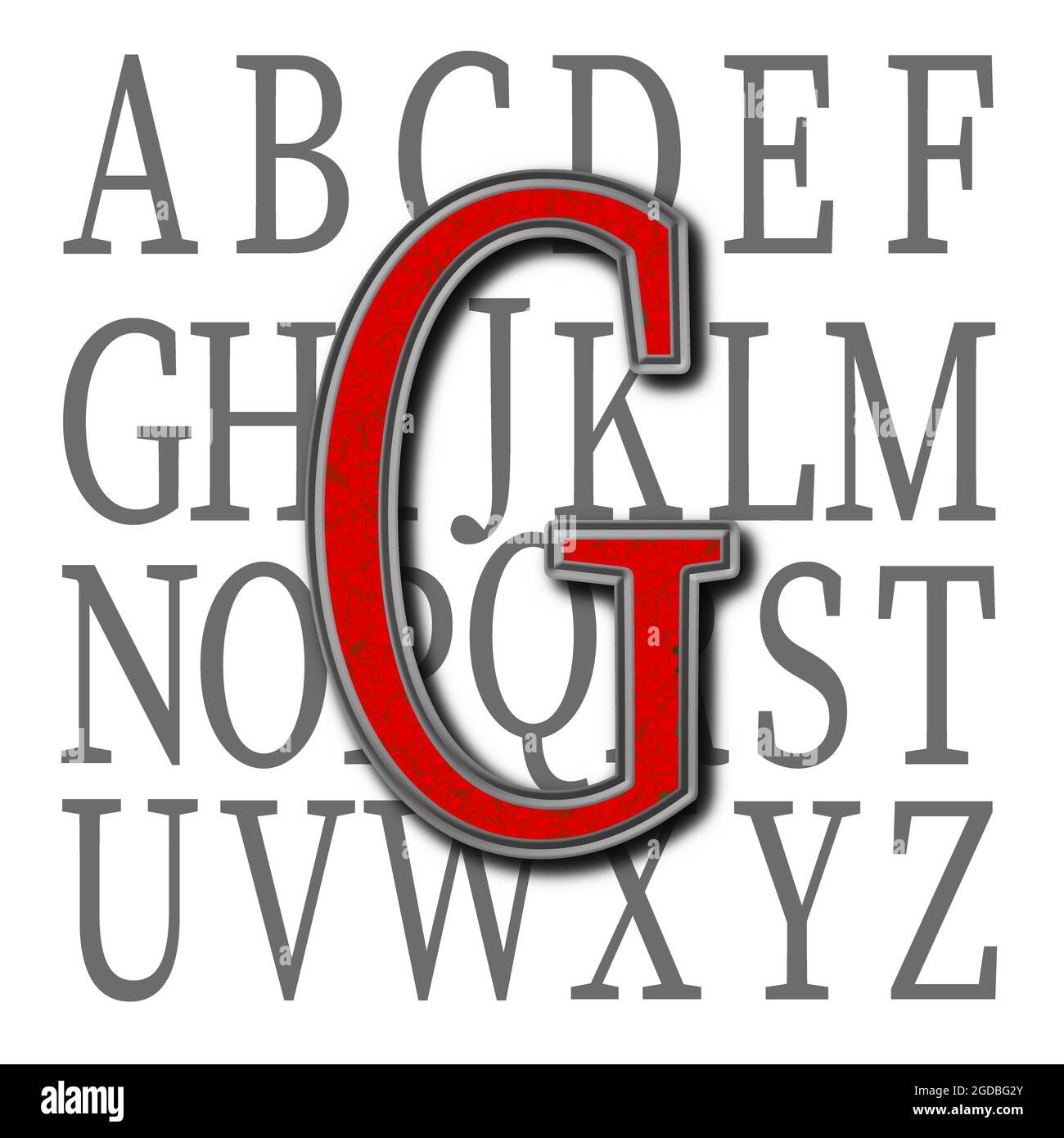 Monogramma del carattere maiuscolo G ; disegno: Pietra Foto Stock