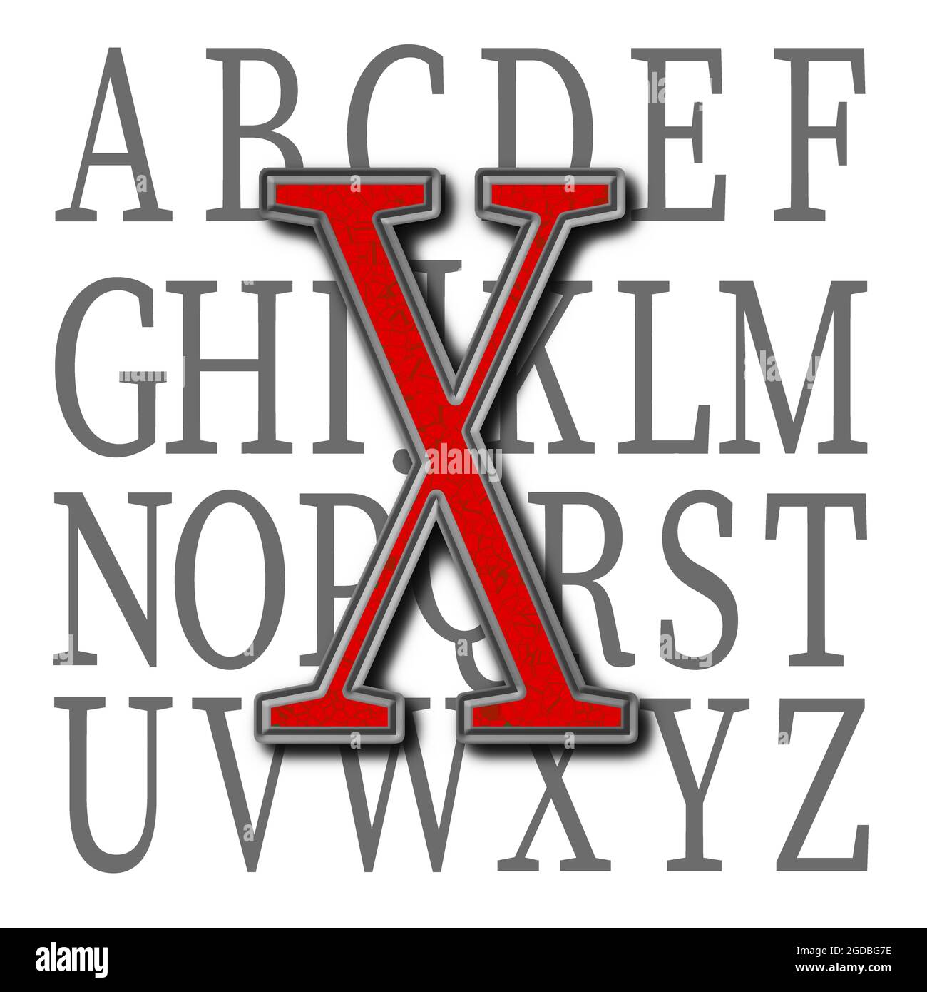 Monogramma del carattere maiuscolo X ; disegno: Pietra Foto Stock